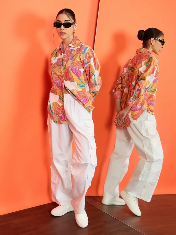 Printed Asymmetrical Cotton Shirt - Image 4