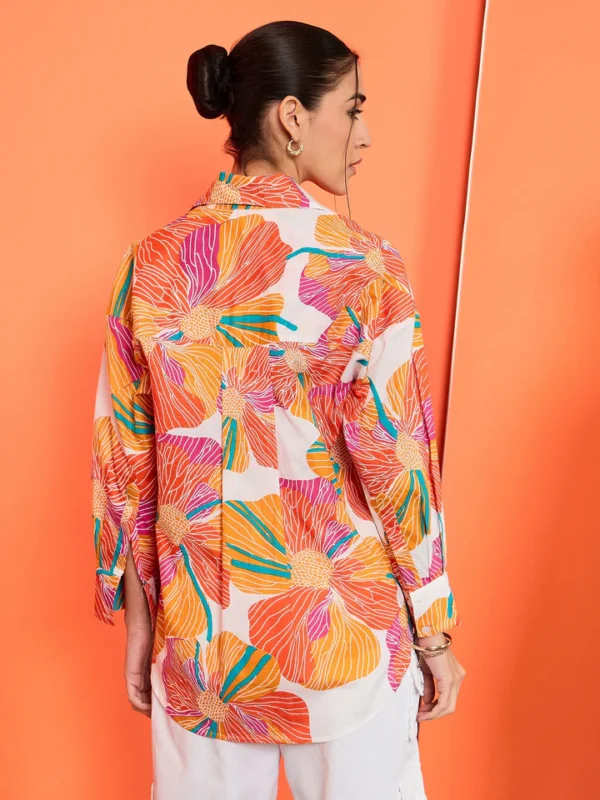 Printed Asymmetrical Cotton Shirt - Image 5