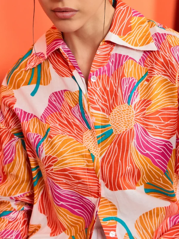 Printed Asymmetrical Cotton Shirt - Image 6