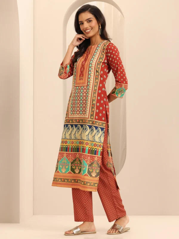 Women Multi Printed Poly Crepe Straight Kurta Set