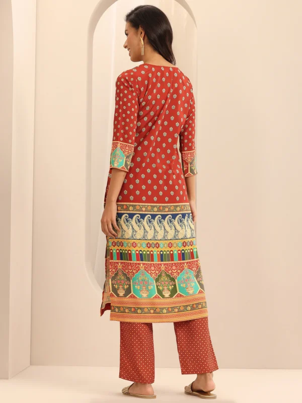 Women Multi Printed Poly Crepe Straight Kurta Set - Image 5
