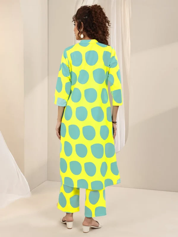 Women Yellow Printed Rayon Straight Kurta Set - Image 5