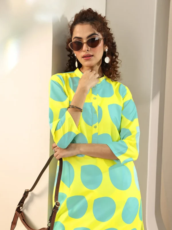Women Yellow Printed Rayon Straight Kurta Set - Image 7