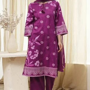 Women Berry Purple Cotton Straight Suit Set